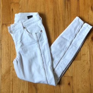 7 for All Mankind white jeans with zippered accent